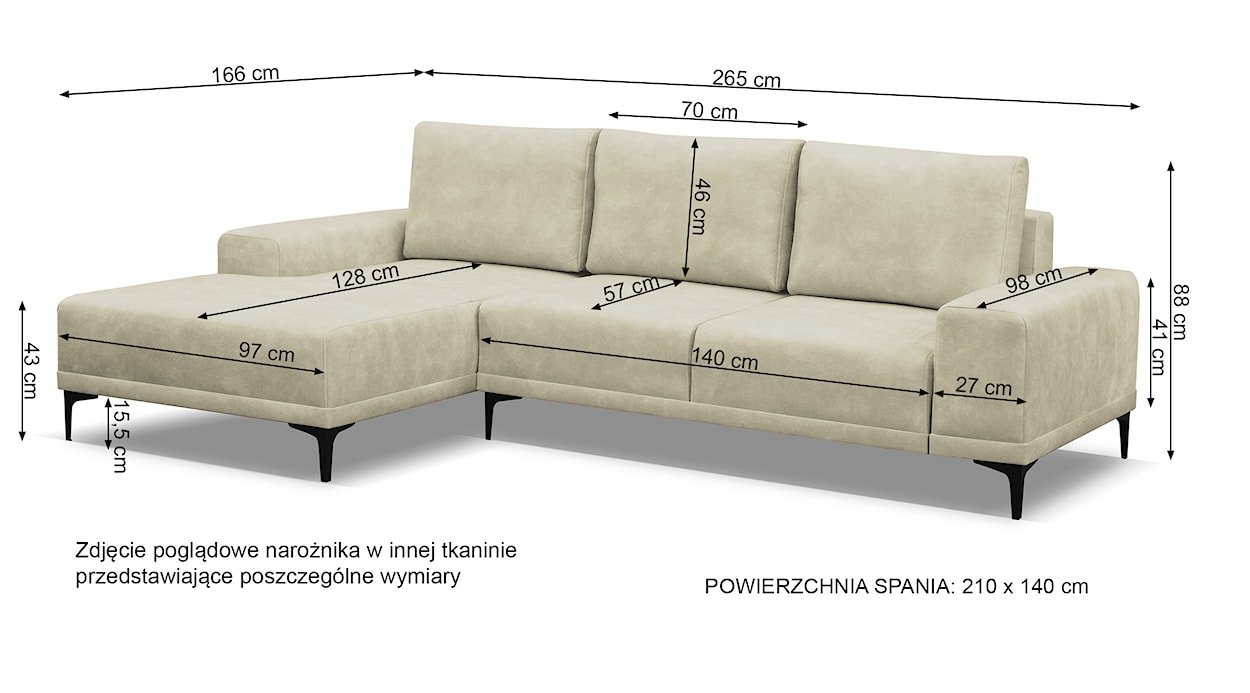 Narożnik z funkcją spania Odella L-kształtny granatowy w tkaninie hydrofobowej z pojemnikiem prawostronny  - zdjęcie 6