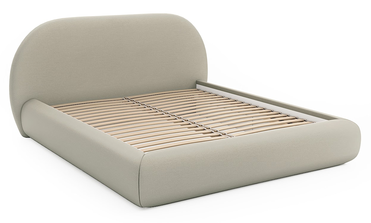 Łóżko tapicerowane 160x200 cm Buvio jasnobeżowe szenil  - zdjęcie 3