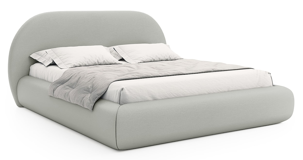 Łóżko tapicerowane 140x200 cm Buvio z pojemnikiem stelaż metalowy szarobeżowe szenil 