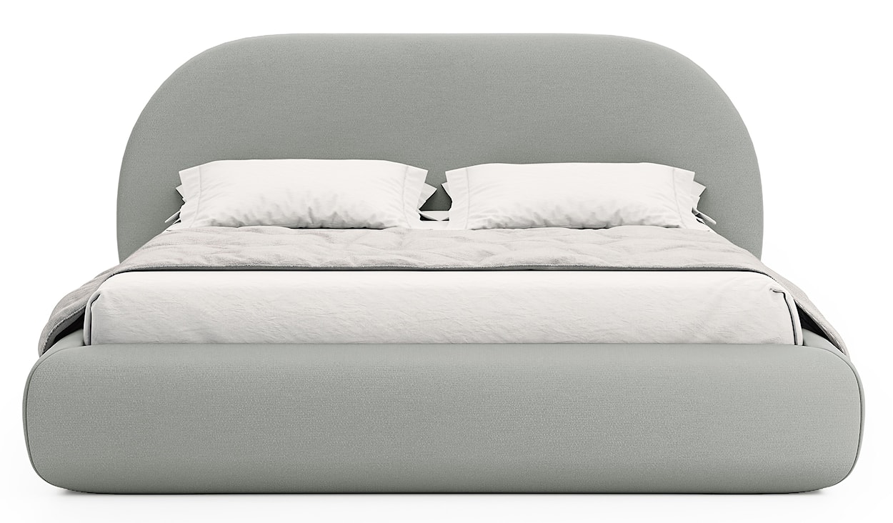 Łóżko tapicerowane 140x200 cm Buvio z pojemnikiem stelaż metalowy szarobeżowe szenil  - zdjęcie 5