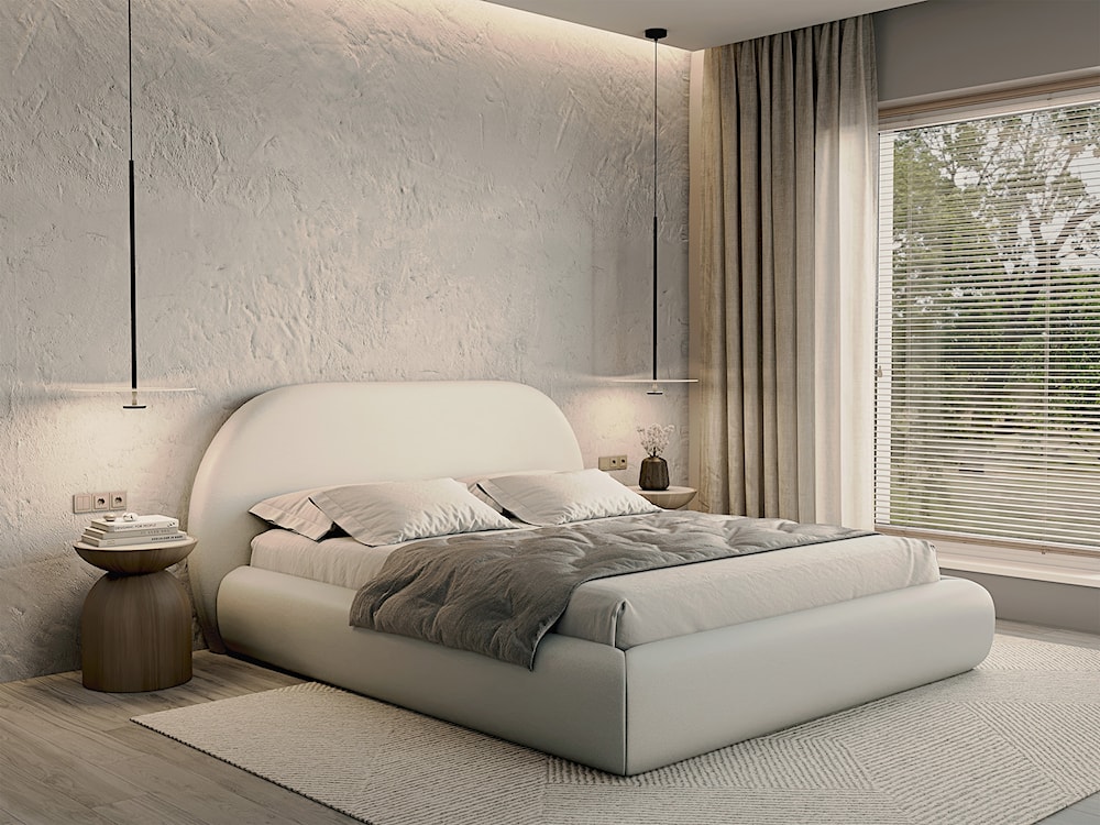 Łóżko tapicerowane 160x200 cm Buvio kremowe szenil  - zdjęcie 2