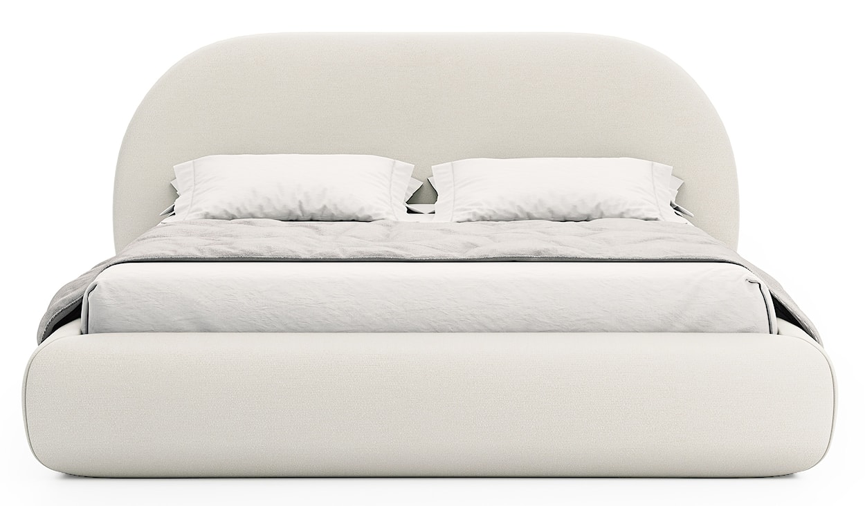 Łóżko tapicerowane 180x200 cm Buvio z pojemnikiem stelaż metalowy kremowe szenil  - zdjęcie 5