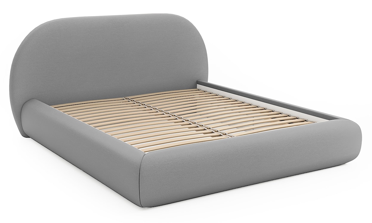 Łóżko tapicerowane 140x200 cm Buvio jasnoszare szenil  - zdjęcie 3