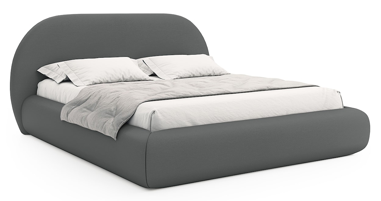 Łóżko tapicerowane 160x200 cm Buvio z pojemnikiem stelaż metalowy szare szenil 