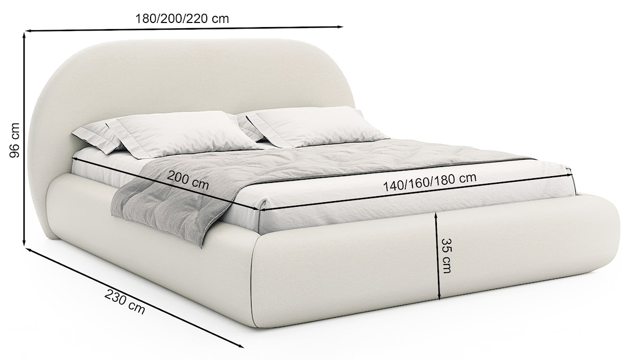 Łóżko tapicerowane 160x200 cm Buvio kremowe szenil  - zdjęcie 6