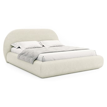 Łóżko tapicerowane 140x200 cm Buvio z pojemnikiem stelaż metalowy kremowe boucle
