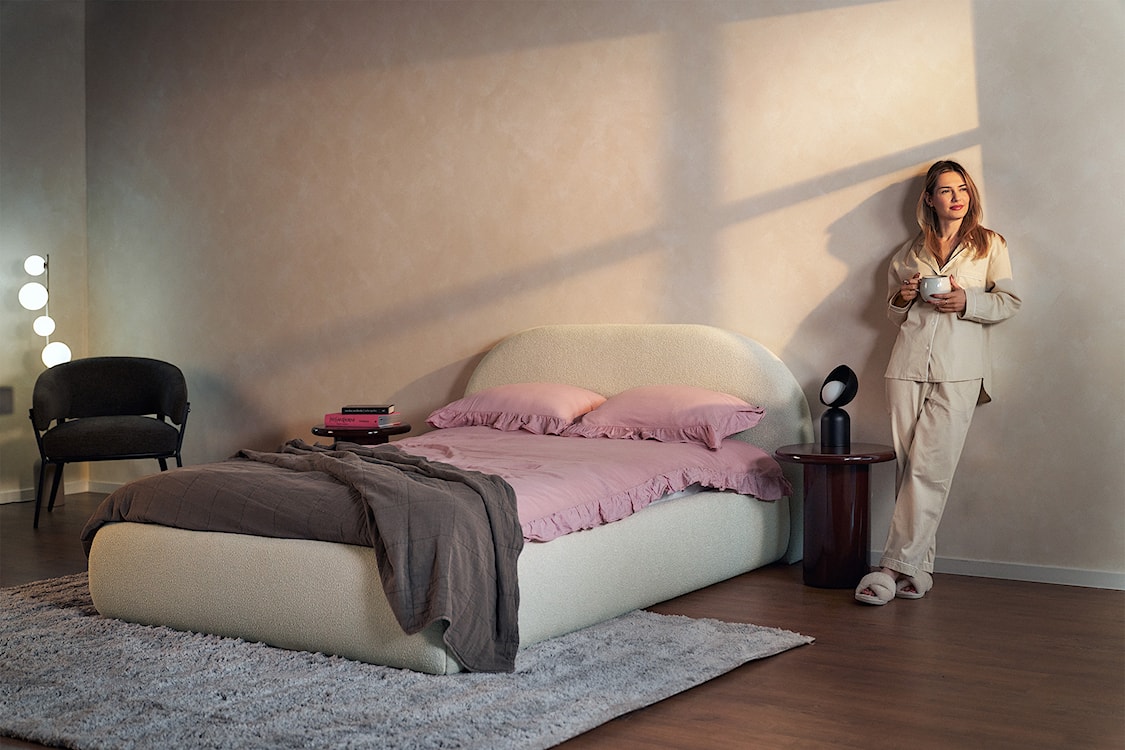 Łóżko tapicerowane 180x200 cm Buvio kremowe boucle  - zdjęcie 2