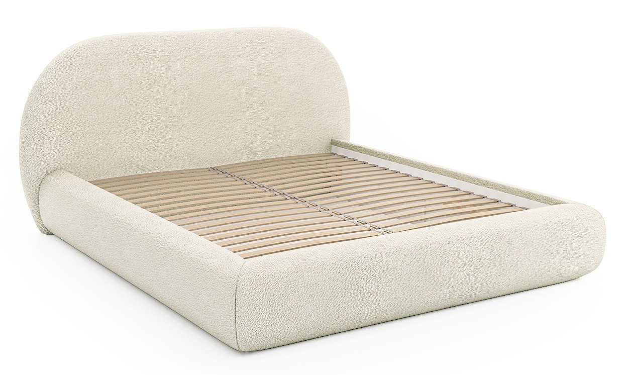 Łóżko tapicerowane 140x200 cm Buvio kremowe boucle  - zdjęcie 3