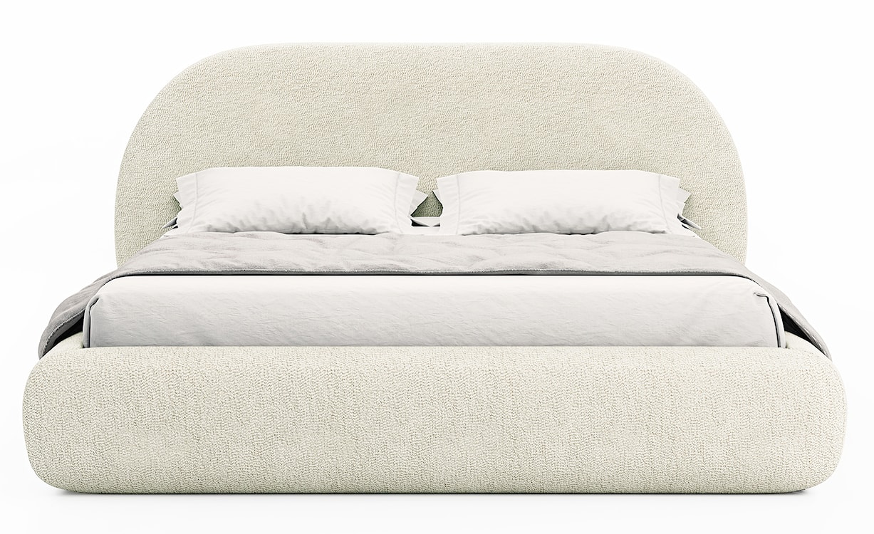 Łóżko tapicerowane 140x200 cm Buvio kremowe boucle  - zdjęcie 8
