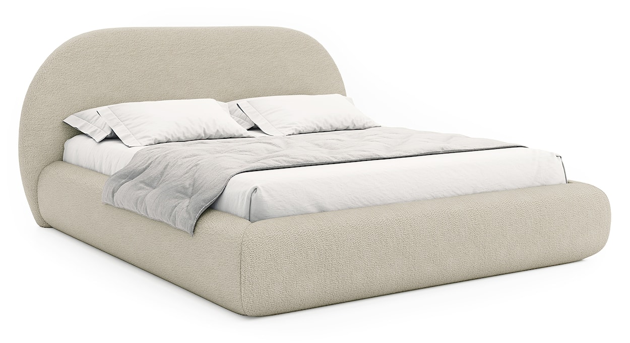 Łóżko tapicerowane 180x200 cm Buvio z pojemnikiem stelaż metalowy beżowe boucle 