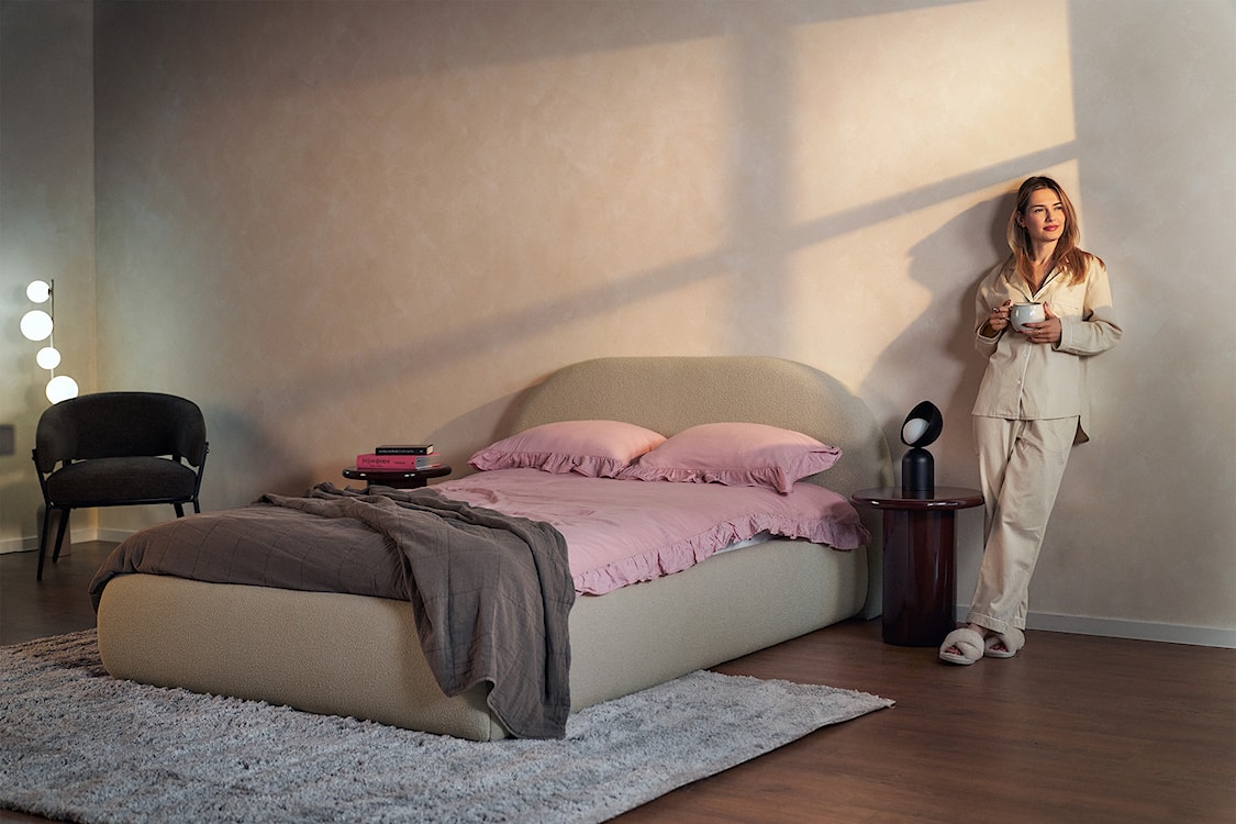 Łóżko tapicerowane 180x200 cm Buvio beżowe boucle  - zdjęcie 2