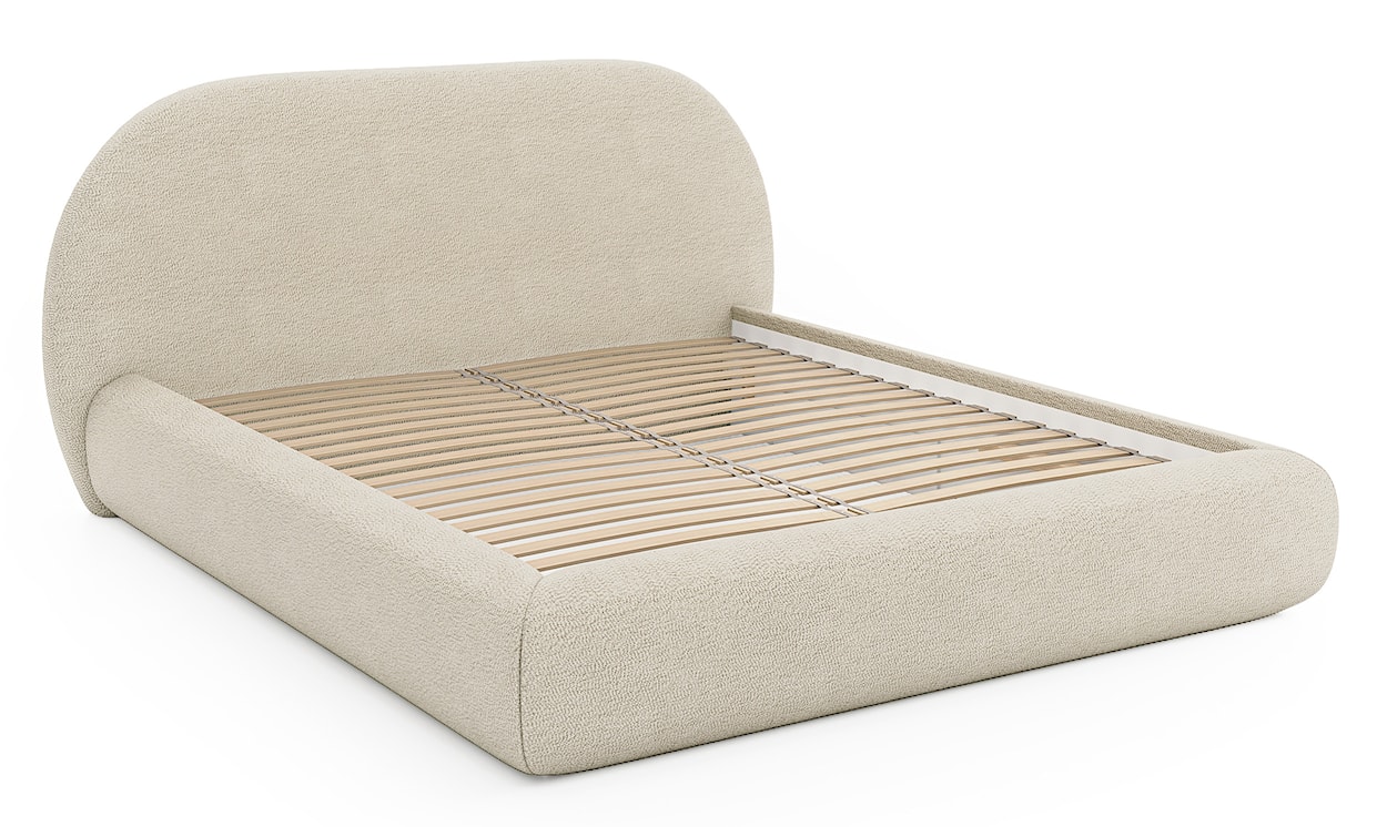 Łóżko tapicerowane 180x200 cm Buvio beżowe boucle  - zdjęcie 3