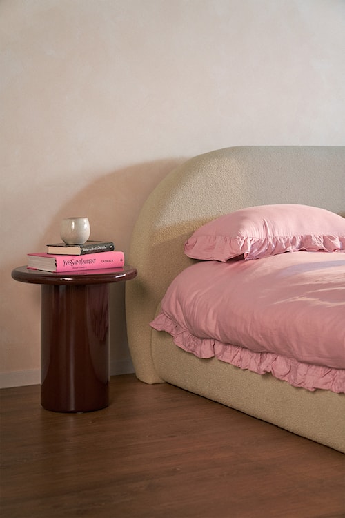 Łóżko tapicerowane 140x200 cm Buvio beżowe boucle  - zdjęcie 5