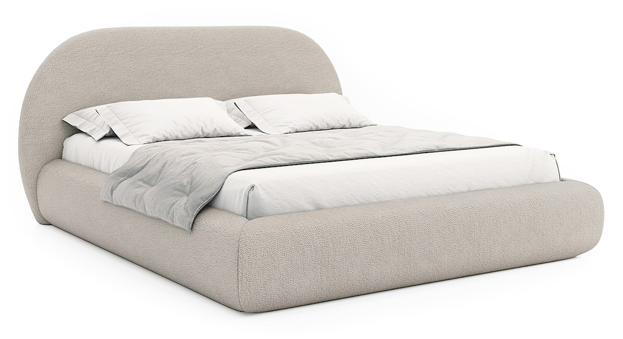 Łóżko tapicerowane 160x200 cm Buvio jasnobeżowe boucle 