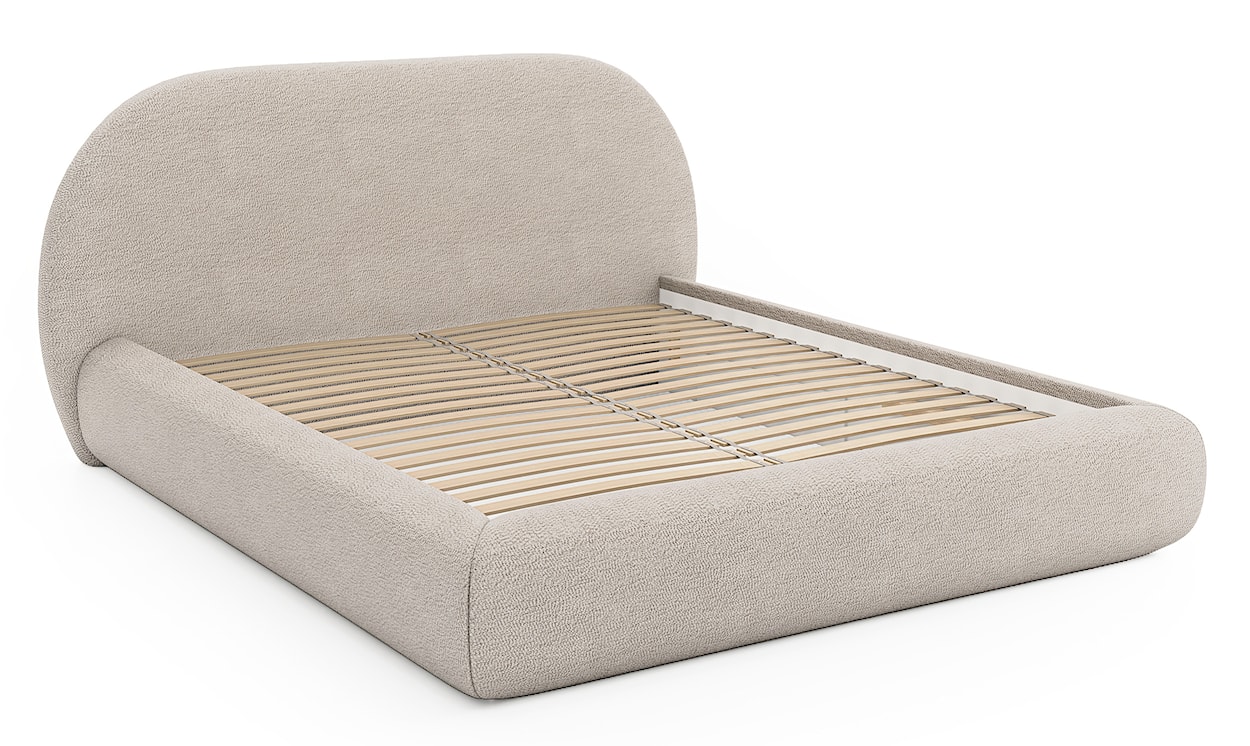 Łóżko tapicerowane 180x200 cm Buvio jasnobeżowe boucle  - zdjęcie 3