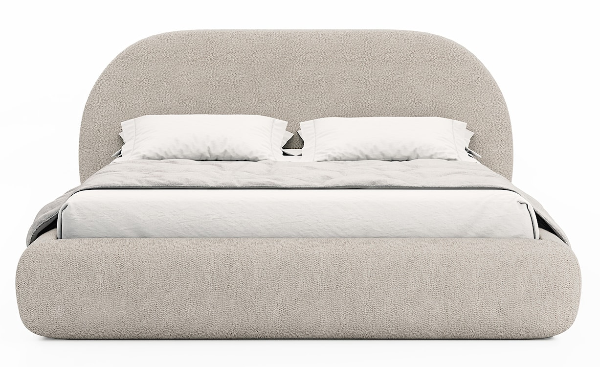 Łóżko tapicerowane 140x200 cm Buvio z pojemnikiem stelaż metalowy jasnobeżowe boucle  - zdjęcie 8