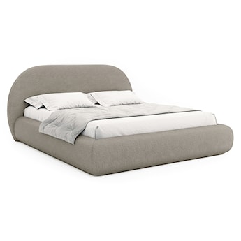 Łóżko tapicerowane 140x200 cm Buvio z pojemnikiem stelaż metalowy ciemnobeżowe boucle