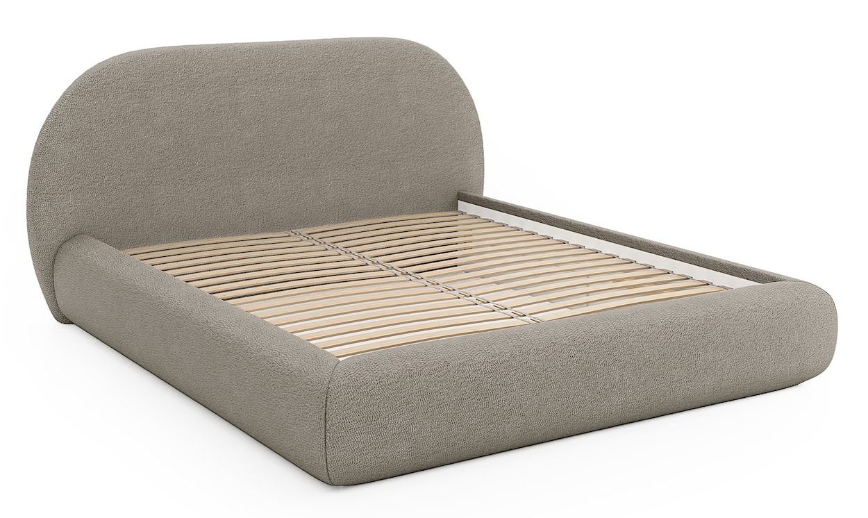 Łóżko tapicerowane 140x200 cm Buvio ciemnobeżowe boucle  - zdjęcie 3