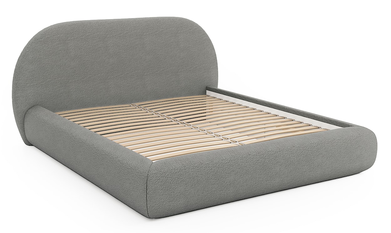 Łóżko tapicerowane 160x200 cm Buvio szare boucle  - zdjęcie 3