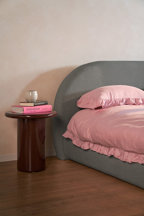 Łóżko tapicerowane 160x200 cm Buvio szare boucle  - zdjęcie 5