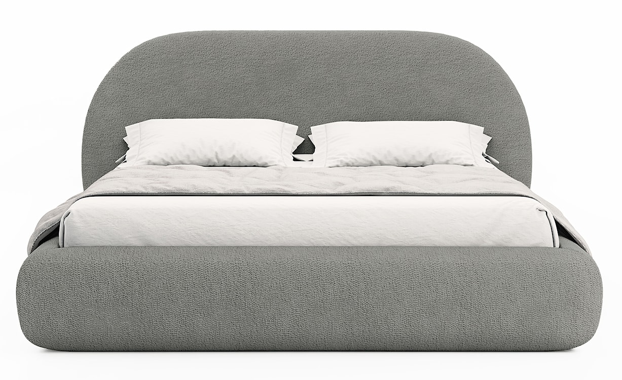 Łóżko tapicerowane 140x200 cm Buvio z pojemnikiem stelaż metalowy szare boucle  - zdjęcie 8