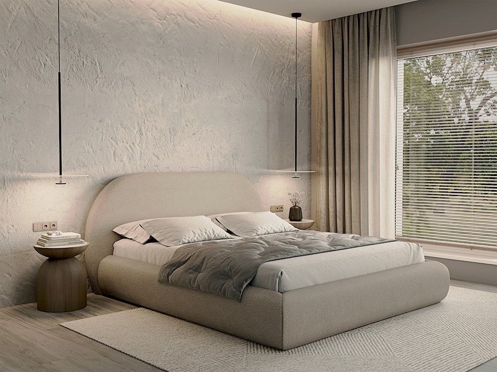 Łóżko tapicerowane 160x200 cm Buvio beżowe boucle  - zdjęcie 7