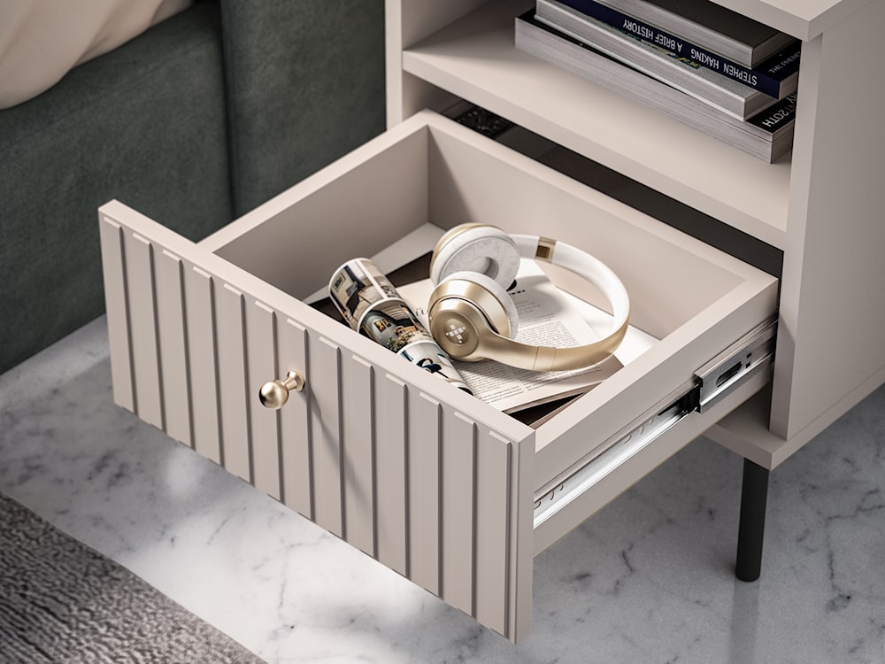 Szafka nocna Caletto z szufladą 40 cm ozdobne lamele kaszmir  - zdjęcie 6