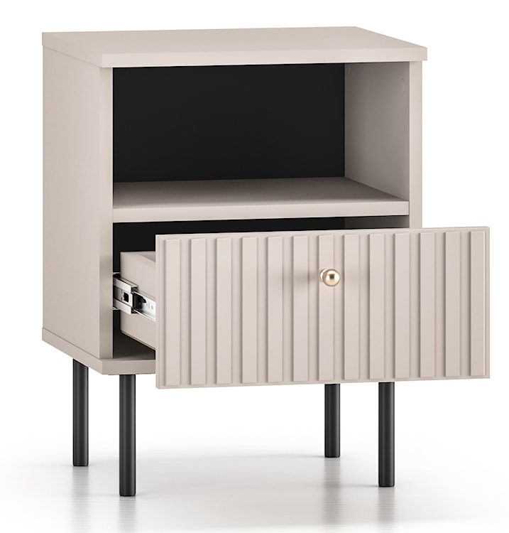 Szafka nocna Caletto z szufladą 40 cm ozdobne lamele kaszmir  - zdjęcie 3