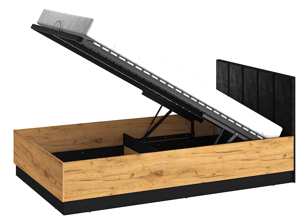 Łóżko młodzieżowe Colt ze stelażem metalowym podnoszonym i pojemnikiem 120/200 cm dąb craft/czarny  - zdjęcie 2