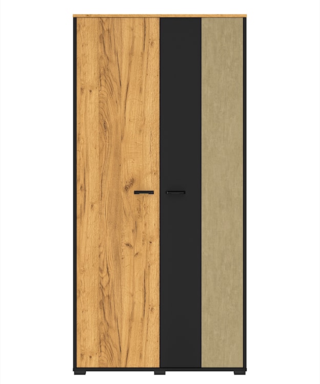 Szafa młodzieżowa dwudrzwiowa Colt z drążkami i półkami 90 cm dąb craft/czarny/stal  - zdjęcie 3