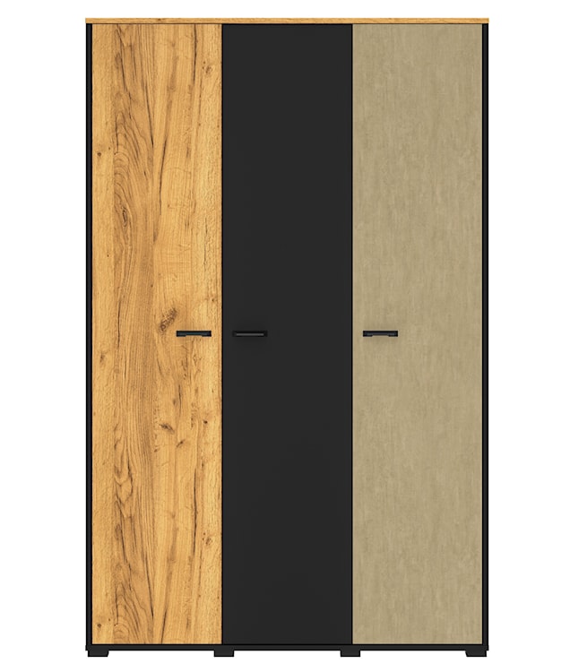 Szafa młodzieżowa trzydrzwiowa Colt z drążkami i półkami 120 cm dąb craft/czarny/stal  - zdjęcie 3