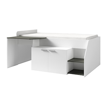 Łóżko młodzieżowe Cutlie z biurkiem i szafką 204 cm Biały/Szary
