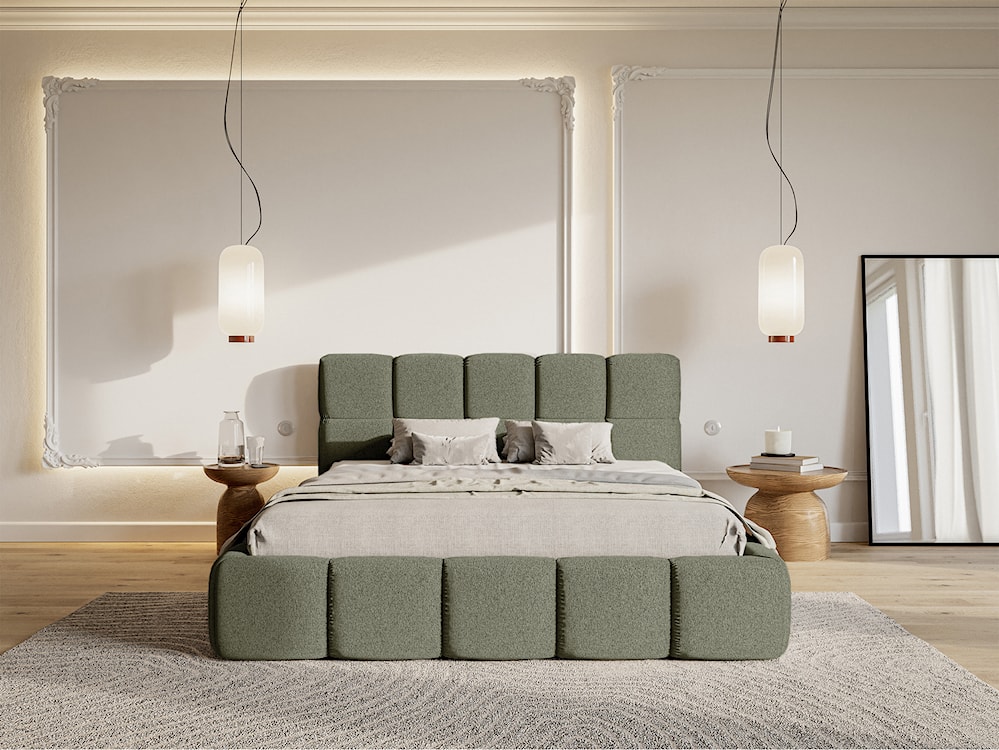 Łóżko tapicerowane 180x200 cm Cloudy oliwkowe szenil hydrofobowy  - zdjęcie 3