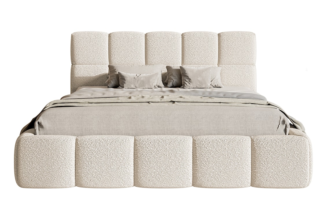 Łóżko tapicerowane 160x200 cm Cloudy z pojemnikiem jasnobeżowe boucle  - zdjęcie 8