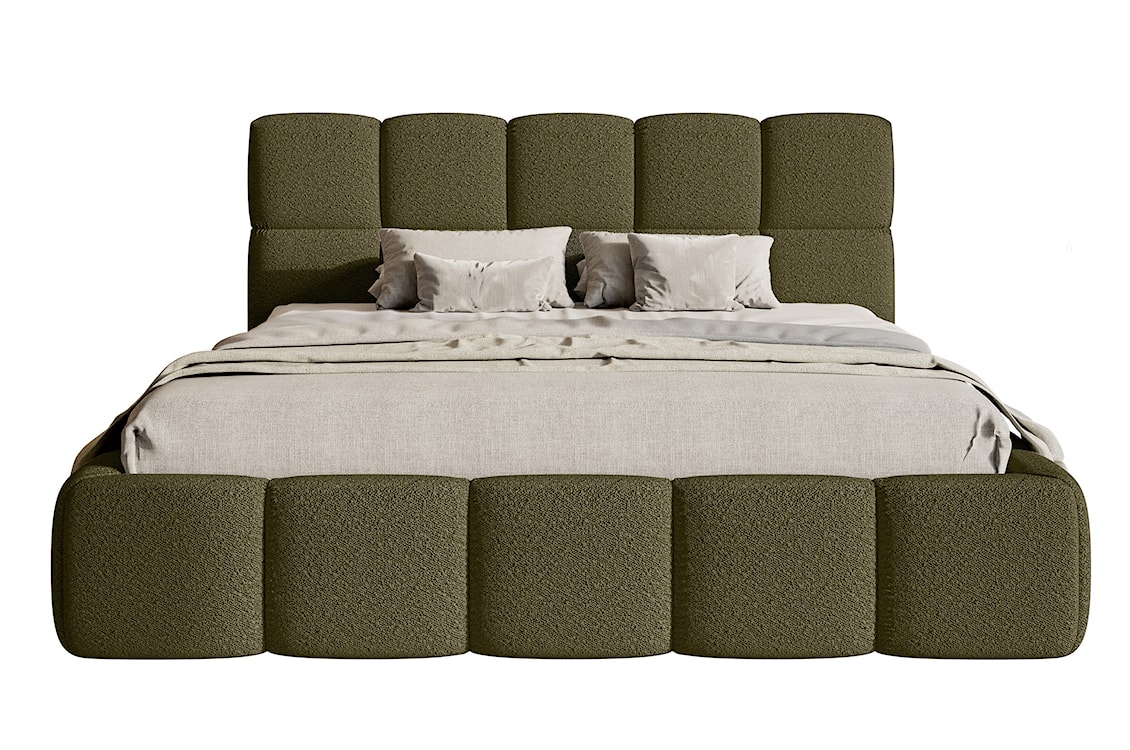 Łóżko tapicerowane 180x200 cm Cloudy oliwkowe boucle  - zdjęcie 4