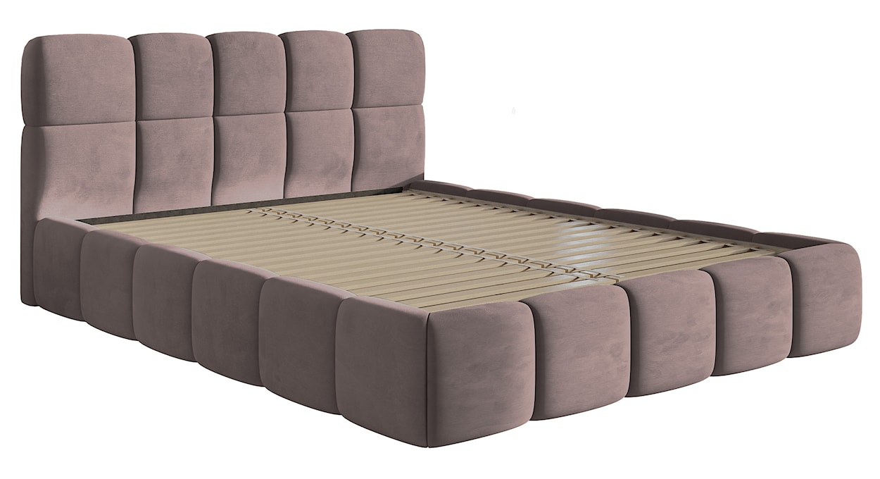 Łóżko tapicerowane 160x200 cm Cloudy jasnoróżowe welur hydrofobowy łatwoczyszczący  - zdjęcie 3