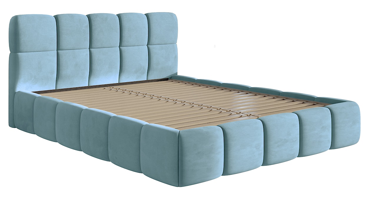 Łóżko tapicerowane 180x200 cm Cloudy błękitne welur hydrofobowy łatwoczyszczący  - zdjęcie 3