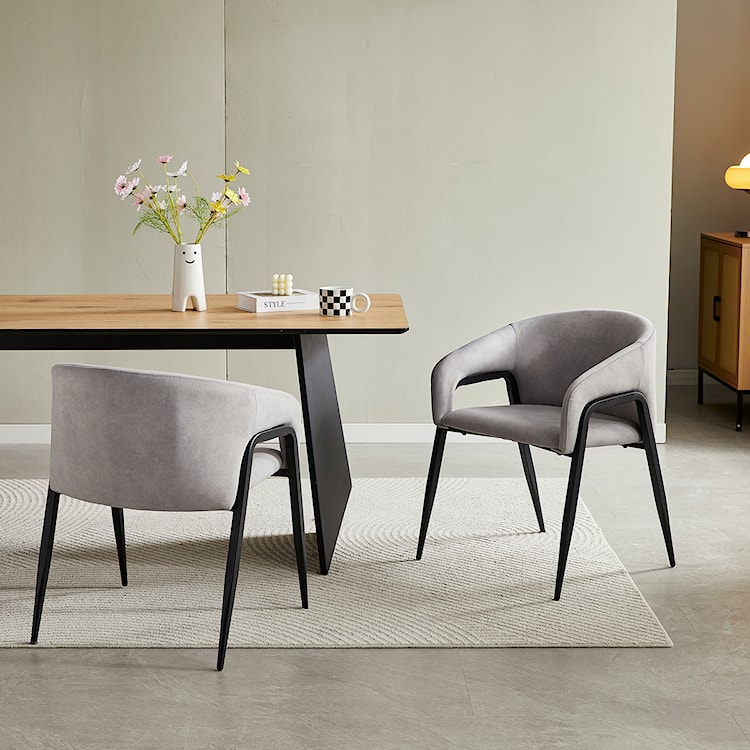 Krzesło tapicerowane Talond w tkaninie łatwoczyszczącej popielaty welur  - zdjęcie 2