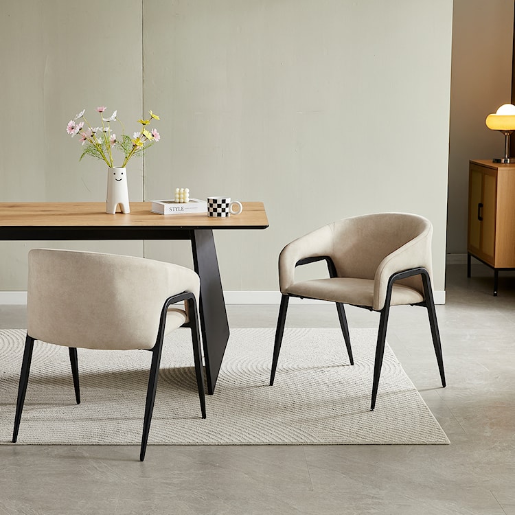 Krzesło tapicerowane Talond w tkaninie łatwoczyszczącej beżowy welur  - zdjęcie 2