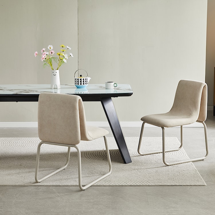 Krzesło tapicerowane Reestify w tkaninie łatwoczyszczącej beżowy welur  - zdjęcie 2