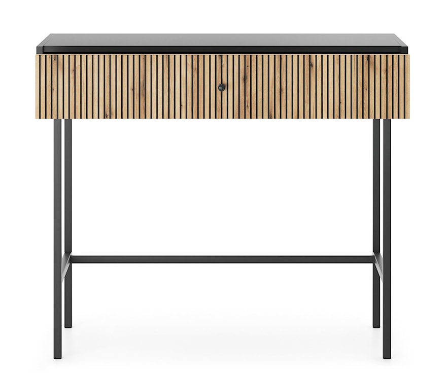 Toaletka Divenos z szufladą i lamelami 93 cm Czarna/Dąb  - zdjęcie 4