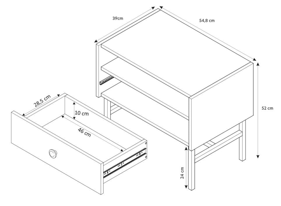 Szafka nocna Divenos z szufladą 54 cm Czarna  - zdjęcie 5