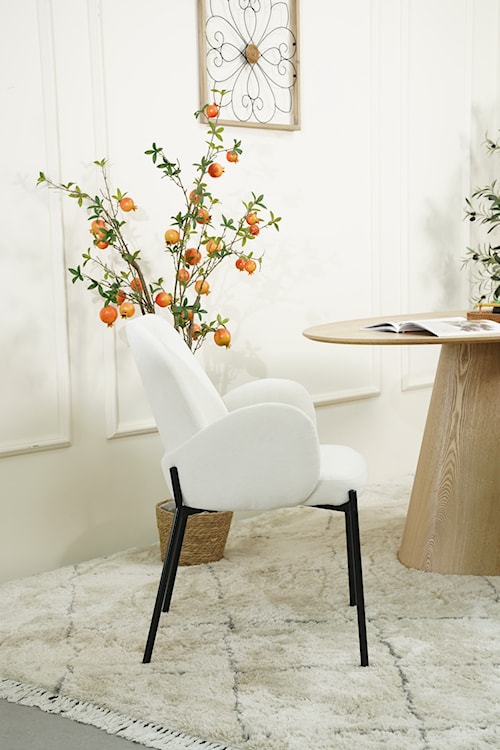 Krzesło tapicerowane Micates z podłokietnikami kremowe  - zdjęcie 8