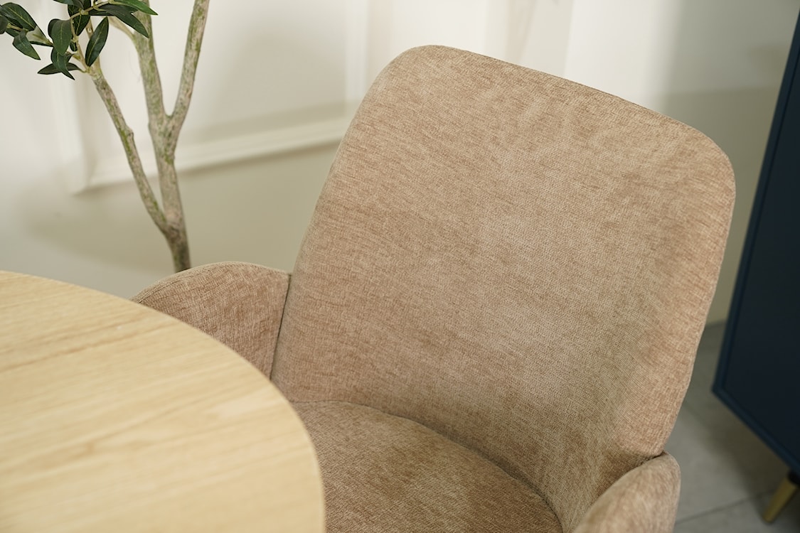 Krzesło tapicerowane Micates z podłokietnikami brązowe  - zdjęcie 12