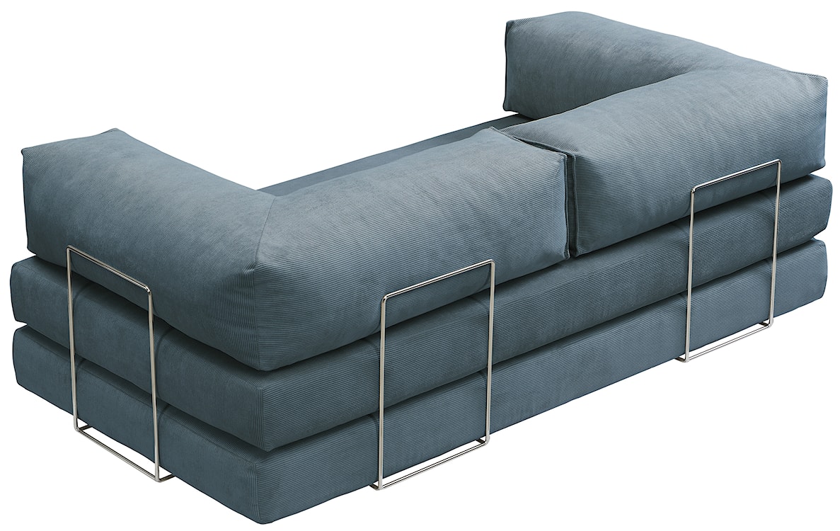 Kanapa rozkładana dwuosobowa Semassy granatowy sztruks z metalową ramą  - zdjęcie 8