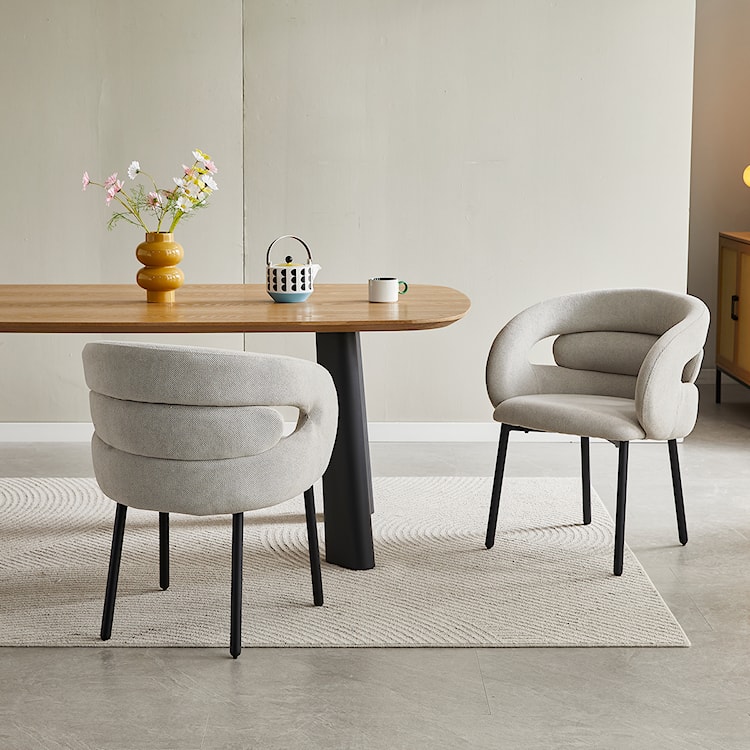 Krzesło tapicerowane Seards w tkaninie hydrofobowej jasnoszary szenil  - zdjęcie 2