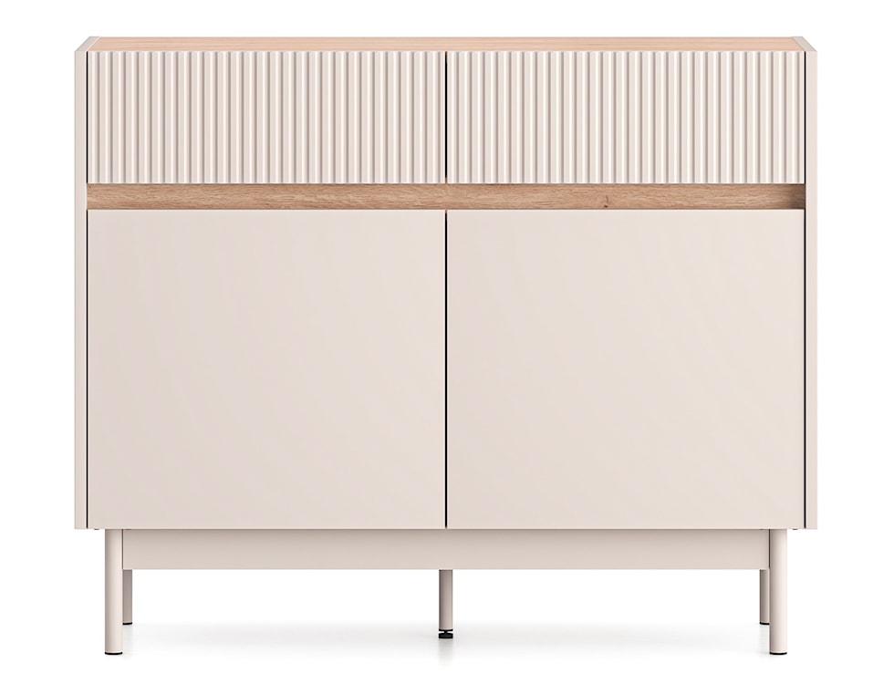 Komoda dwudrzwiowa Dunea z dwiema szufladami 104 cm kaszmir/dąb  - zdjęcie 5