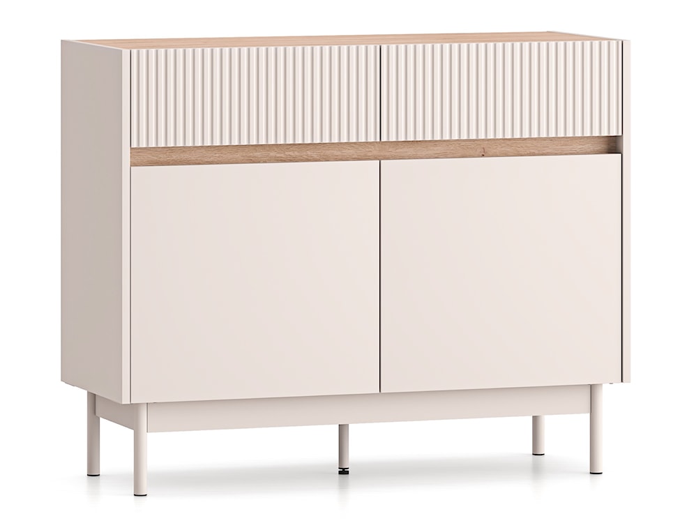 Komoda dwudrzwiowa Dunea z dwiema szufladami 104 cm kaszmir/dąb
