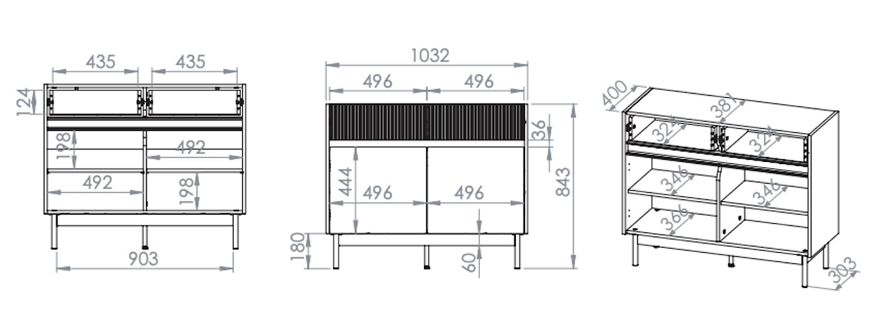 Komoda dwudrzwiowa Dunea z dwiema szufladami 104 cm kaszmir/dąb  - zdjęcie 10