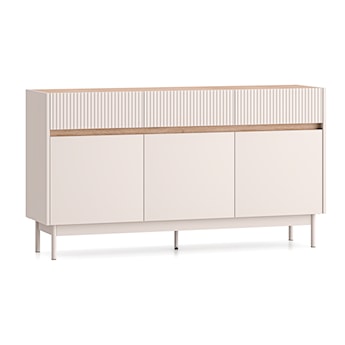 Komoda trzydrzwiowa Dunea z trzema szufladami 154 cm kaszmir/dąb